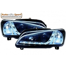 FAROIS COM LUZ DIURNA LED / PEUGEOT 106 / 96+ FUNDO PRETO