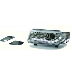 FAROIS COM LUZ DIURNA / VW PASSAT B4 / 93-96 FUNDO CROMADO