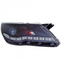 FAROS LUZ DIURNA LED TIGUAN 07-11.CRISTAL CLARO-NEGRO