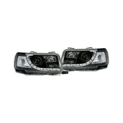 FAROIS COM LUZ DIURNA LED / AUDI 80 / 91-94 FUNDO PRETO