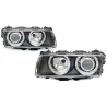 FARÓIS ANGEL EYES / BMW E38 /  98-01 FUNDO CROMADO