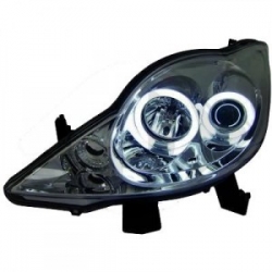 FAROIS ANGEL EYES CCFL / PEUGEOT 107 / 05+ FUNDO CROMADO