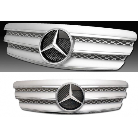 GRELHA FRONTAL TIPO AMG / MERCEDES E W211 / 02-06 CROMADA PRATA