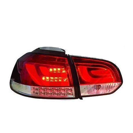 FAROLINS TRASEIROS LED / VW GOLF 6 MK VI / 08-12 VERMELHO CROMADO