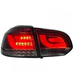 PILOTOS TRAS .LED GOLF 6, 08-12, CRISTAL CLARO/ROJO-AHUMADO, SOLO LIMOUSINE.