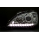 FAROIS LED LUZ DIURNA E PROJETOR MERCEDES ML W163- 98-01. FUNDO CROMADO.