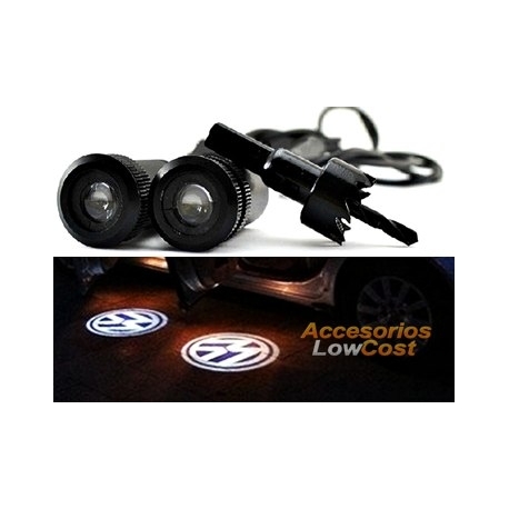 KIT DE DOS PROYECTORES LED LOGO VOLKSWAGEN PARA PUERTAS DEL COCHE.