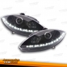 FARÓIS COM LUZ DIURNA LED / SEAT   LEON / TOLEDO / ALTEA 04-09 FUNDO PRETO