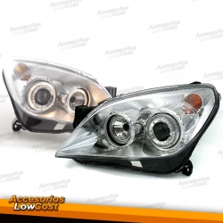 FAROS CON OJOS DE ANGEL OPEL ASTRA H. FONDO CROMO.