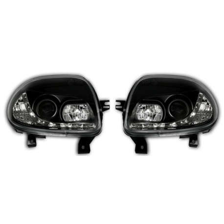 FAROS LED LUZ DIURNA RENAULT CLIO 2. FONDO NEGRO.