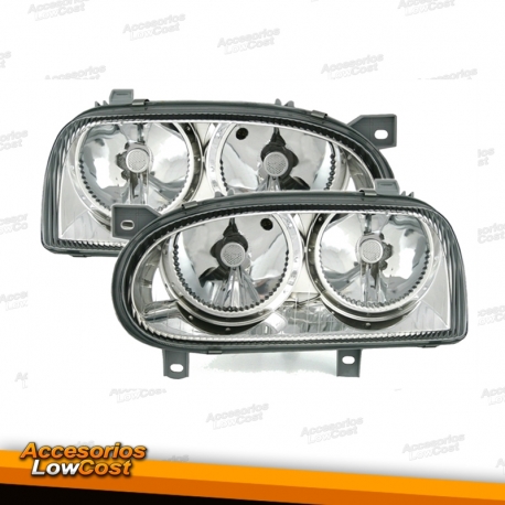 FAROS DELANTEROS VW GOLF 3 FONDO CROMO