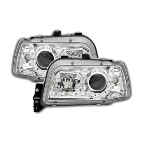 FAROIS LED LUZ DIURNA RENAULT CLIO 1 92-97. FUNDO CROMADO.