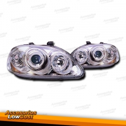 FAROS OJOS DE ANGEL HONDA CIVIC (96-99) CRISTAL CLARO-CROMADO