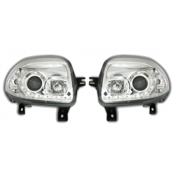 FAROS LED LUZ DIURNA RENAULT CLIO 2. FONDO CROMO.