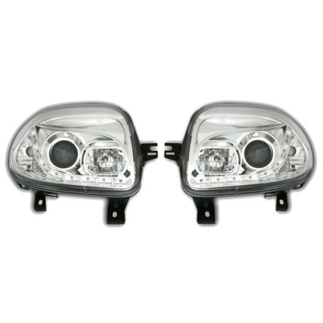 FAROIS LED LUZ DIURNA RENAULT CLIO 2. FUNDO CROMADO