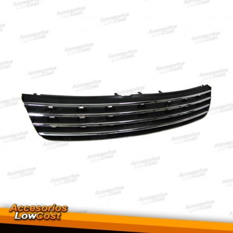 GRELHA FRONTAL SEM SIMBOLO / VW PASSAT 3B / 96-00 / PRETA FRISO CROMADO