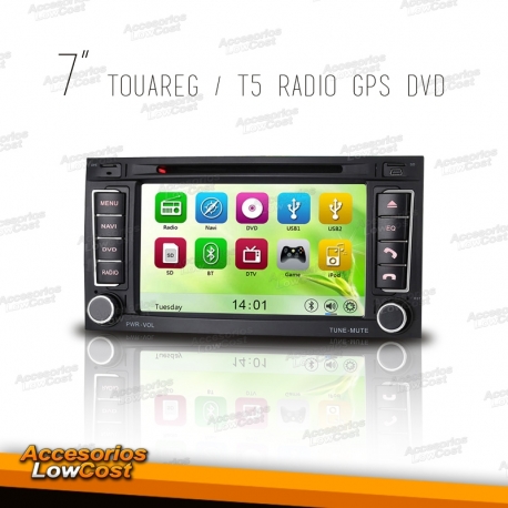 RADIO NAVEGADOR 7 PULGADAS HD ESPECIFICO PARA VW TOUAREG 04-10, T5 04-09