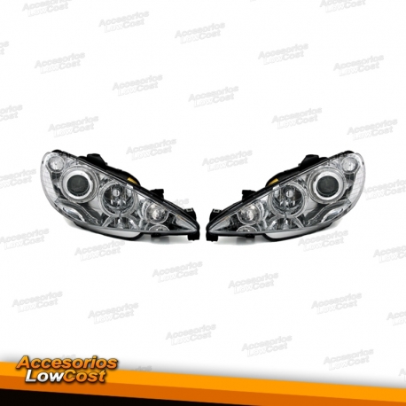 FAROIS ANGEL EYES CCFL / PEUGEOT 206 H4 / 98-06 FUNDO CROMADO