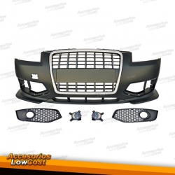 PARAGOLPES AUDI A3 8P S3. COLOR CROMO-NEGRO CON NIEBLAS