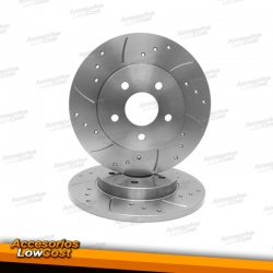 KIT DE 2 DISCOS DE FRENO PERFORADOS Y RANURADOS 238MM MODELO DF00023