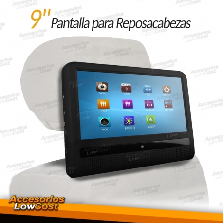 PANTALLA PARA REPOSACABEZAS 9 PULGADAS TACTIL LCD, DVD, ENTRADAS USB Y SD. JUEGOS 32 BITS.