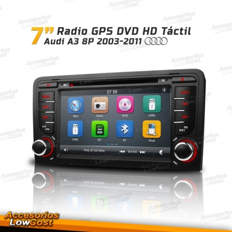AUTO RADIO 2DIN DVD GPS TIPO OEM / AUDI A3 8P / 03-11