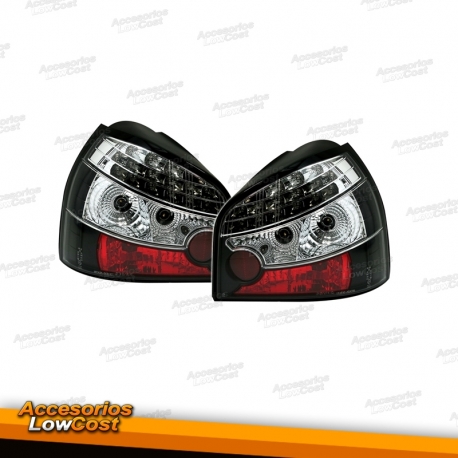 PILOTOS AUDI A3 96-00. CRISTAL CLARO CON LED. NEGRO
