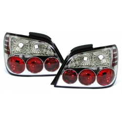 FAROLINS TRASEIROS LED PARA SUBARU IMPREZA (2000-2001). FUNDO VERMELHO / CROMADO