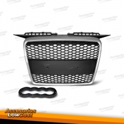 PARRILLA AUDI A3 05-08, SIN EMBLEMA TIPO PANAL DE ABEJA, BORDE GRIS MATE