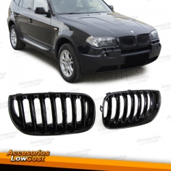 REJILLAS PARA BMW  X3 E83 (03-07), DISEÑO NEGRO BRILLANTE