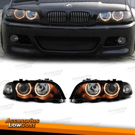 FAROIS ANGEL EYES / BMW E46 SEDAN / 98-01 FUNDO PRETO