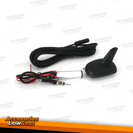 ANTENA PARA COCHE CON FORMA DE ALETA DE TIBURON + AMPLIFICADOR.