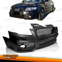 PARAGOLPES FRONTAL Look S-LINE (RS4) para AUDI A4 B7 (04-07), para RSA, sin PDC. Parrilla negro mate.