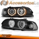 FAROIS ANGEL EYES COM PROJETOR PARA BMW SERIE 5 E39 (9/95 - 8/00). FUNDO PRETO