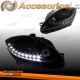 FAROIS LUZ DIURNA LED SEAT LEON 1P, ALTEA 5P E TOLEDO 5P 04-09. FUNDO PRETO.