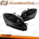 FARÓIS LUZ DIURNA LED SEAT LEON 1P, ALTEA 5P E TOLEDO 5P 04-09. FUNDO PRETO.