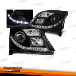 FAROS LUZ DIURNA LED VECTRA C, 02-05, CRISTAL CLARO/NEGRO.