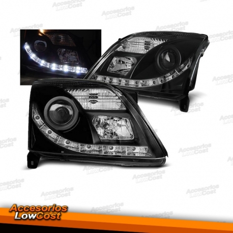 FAROIS COM LUZ DIURNA LED / OPEL VECTRA C 02-05 FUNDO PRETO