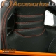 ASIENTO DEPORTIVO SEMIBAQUET LOOK RS EN CUERO NEGRO Y COSTURAS EN ROJO, CON GUIAS CORREDERAS