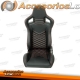 ASIENTO DEPORTIVO SEMIBAQUET LOOK RS EN CUERO NEGRO Y COSTURAS EN ROJO, CON GUIAS CORREDERAS