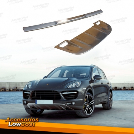 SPOILER FRONTAL E TRASEIRO PARA-CHOQUES EM INOX PARA PORSCHE CAYENNE II (A PARTIR DE 2010)