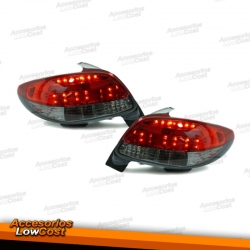 PILOTOS LED PEUGEOT 206 98++. CRISTAL ROJO-AHUMADO.