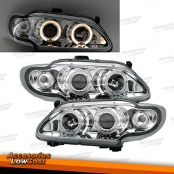 FAROS OJOS DE ANGEL RENAULT MEGANE 1 96-99. FONDO CROMO.