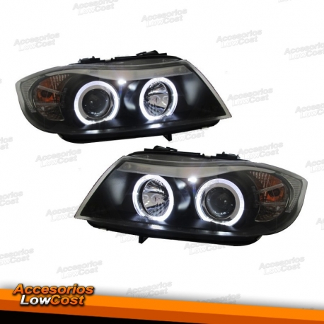 FAROIS ANGEL EYES / BMW E90 / 05-08 FUNDO PRETO