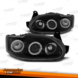 FAROS CON OJOS DE ANGEL FORD ESCORT MK 6 Y 7. COLOR NEGRO.