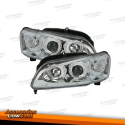 FAROS CON OJOS DE ANGEL PEUGEOT 106 96++. COLOR CROMO.