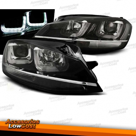 FAROS DELANTEROS DRL LED PARA VW GOLF VII, 11/12-17, fondo negro