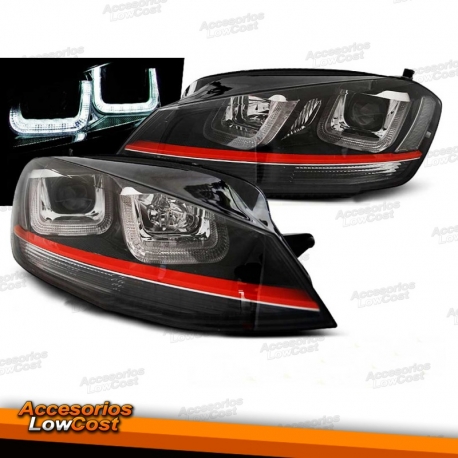 FAROS DELANTEROS DRL LED PARA VW GOLF VII, 11/12-17, fondo negro