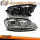 FAROS DELANTEROS CON DRL LED PARA VW GOLF VII, 11/12-17, TIPO U, Intermitente LED, fondo cromo. 