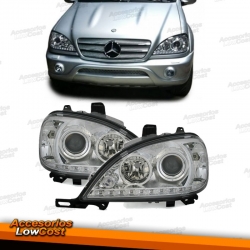 FAROS MERCEDES LUZ DIURNA LED W163, 02-05 CRISTAL CLARO/CROMADO